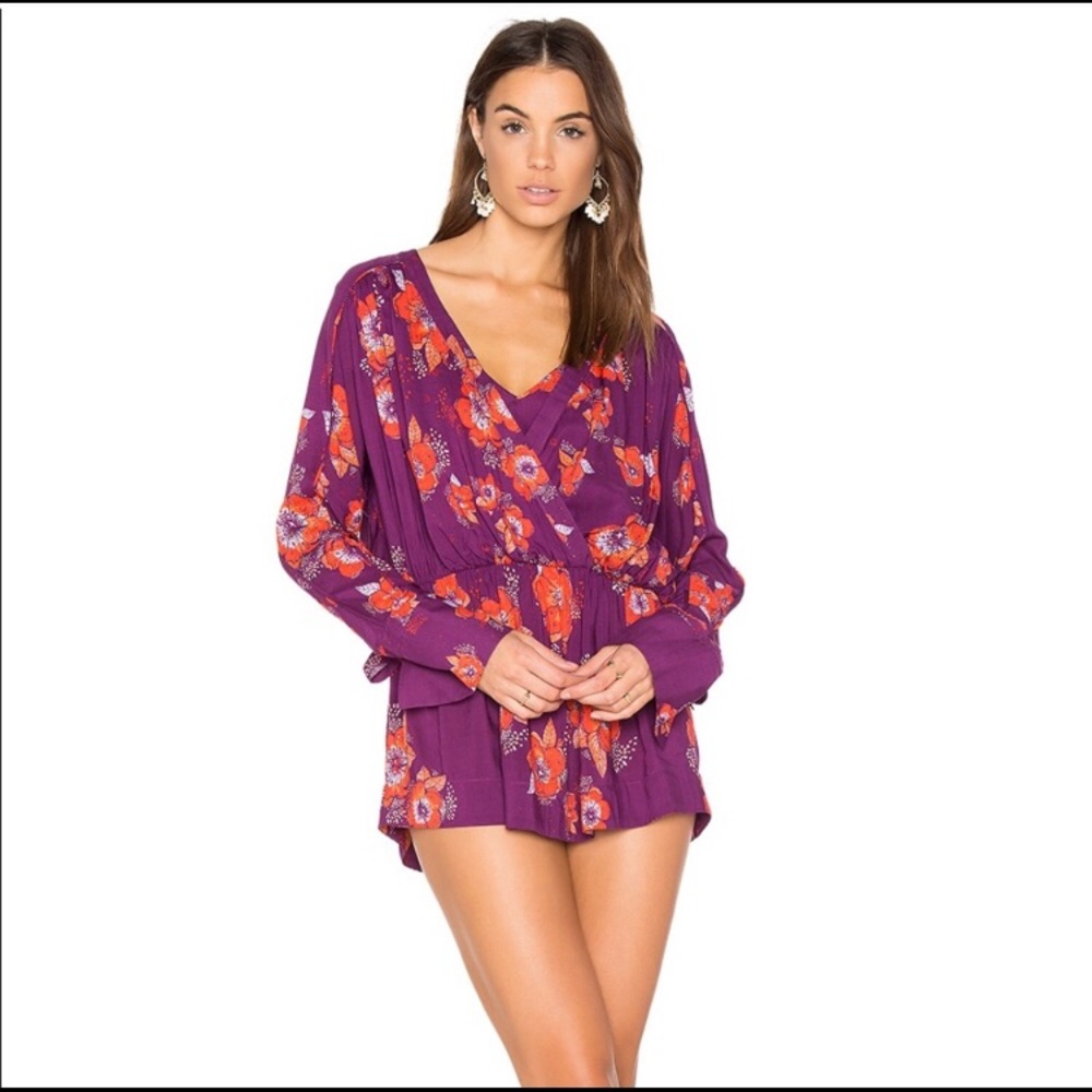 Free People Purple Tuscan Dreams Blouse XS